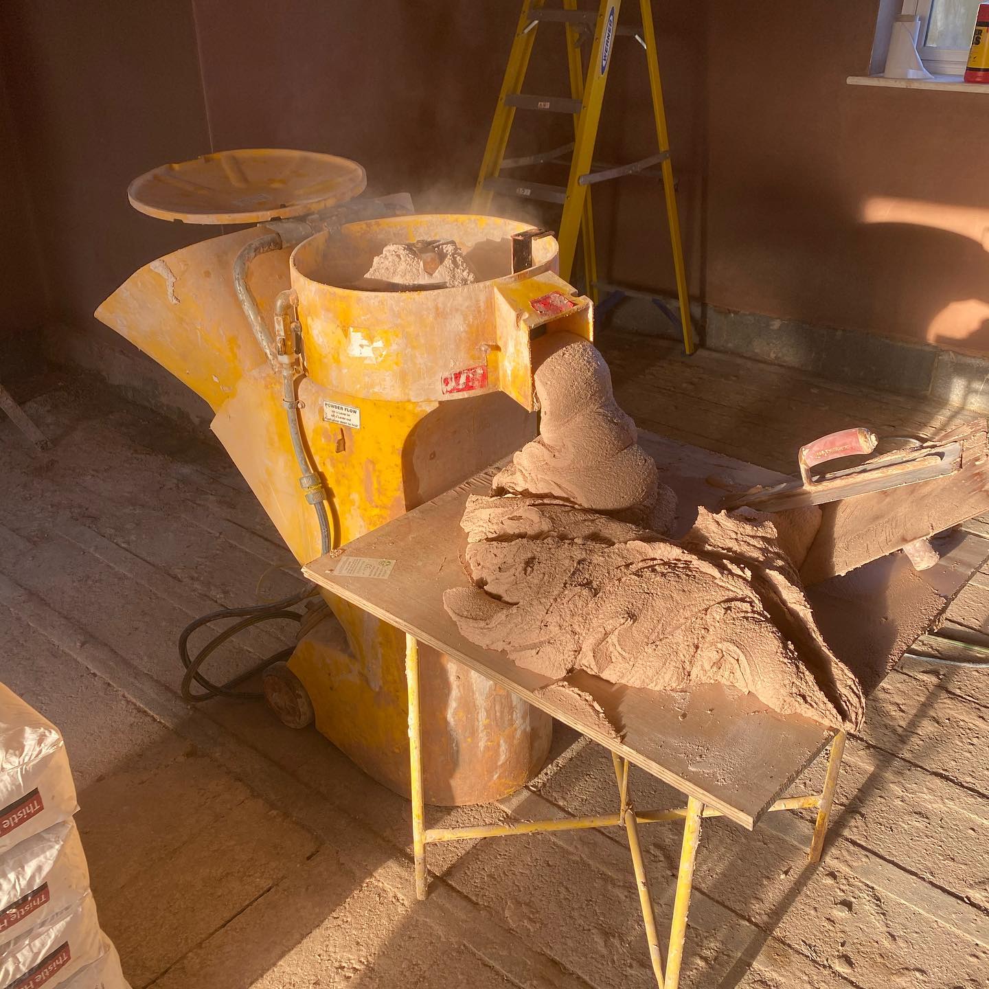 Plaster mixed and ready on the board